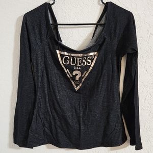 Guess Long Sleeve Off Shoulder Top, L